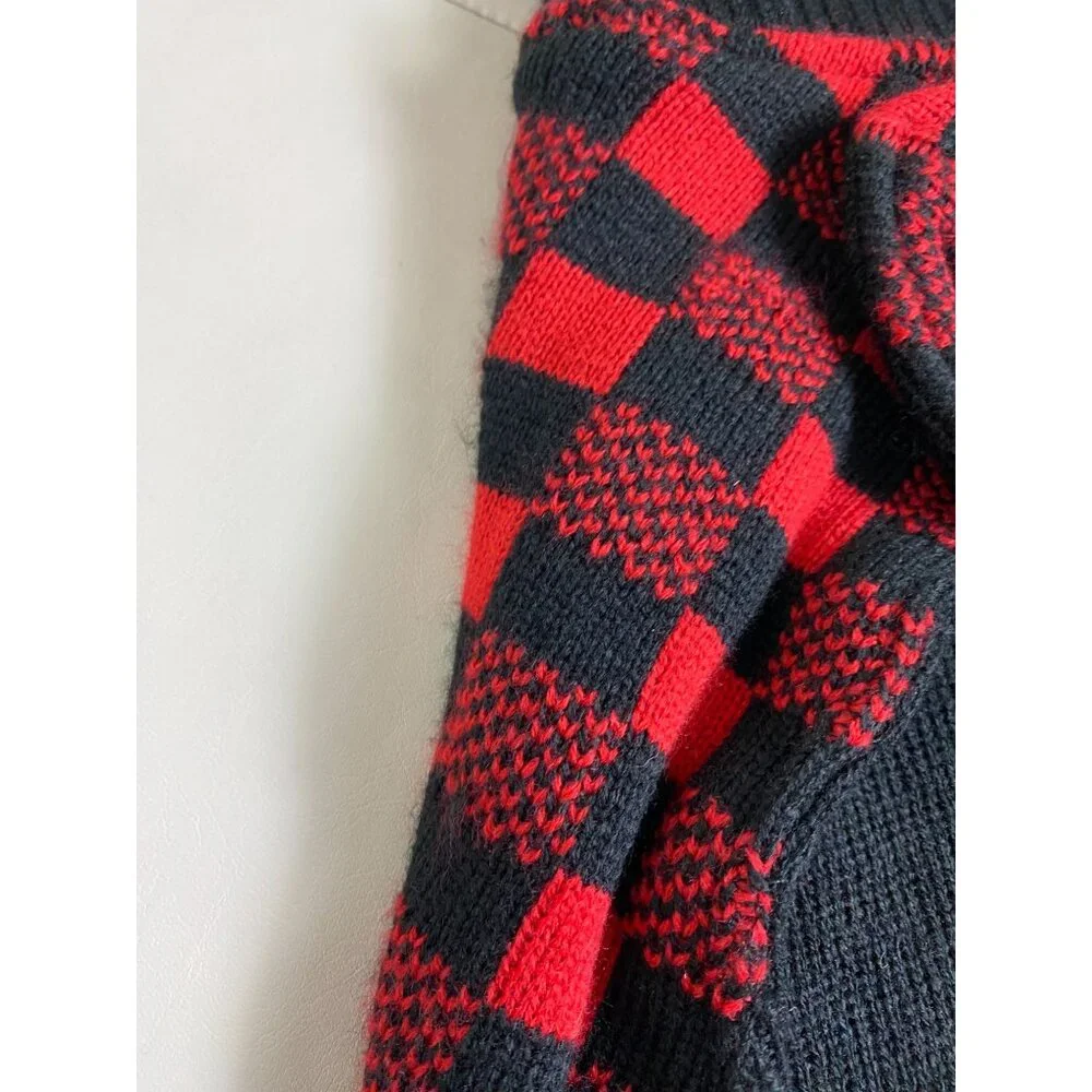 NEW Eddie Bauer Pet Red Black Buffalo‎ Plaid Dog Sweater Size Large Holiday
